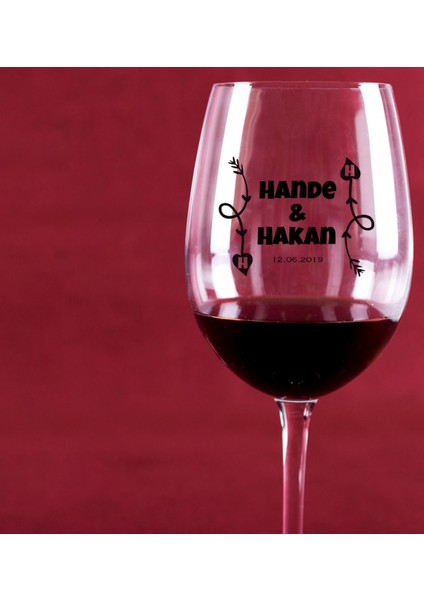 Kişiye Özel Çift Isimli Renkli Baskılı Şarap Kadehi - 5