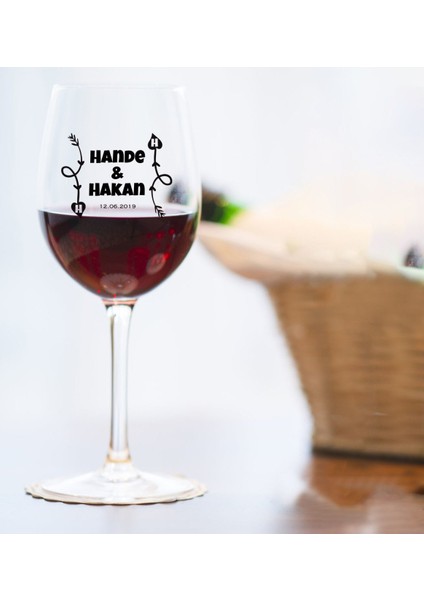 Kişiye Özel Çift Isimli Renkli Baskılı Şarap Kadehi - 5 fiyatları