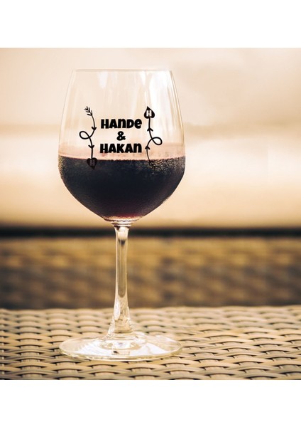 Kişiye Özel Çift Isimli Renkli Baskılı Şarap Kadehi - 5 modelleri