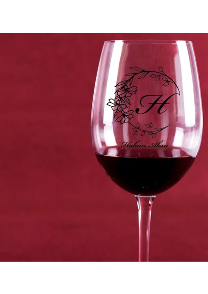 Kişiye Özel Harfli Isimli Renkli Baskılı Şarap Kadehi - 4