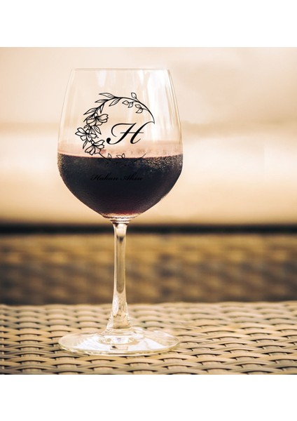 Kişiye Özel Harfli Isimli Renkli Baskılı Şarap Kadehi - 4 modelleri