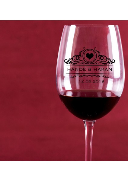 Kişiye Özel Çift Isimli Renkli Baskılı Şarap Kadehi - 2