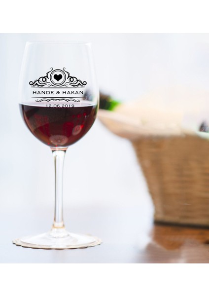 Kişiye Özel Çift Isimli Renkli Baskılı Şarap Kadehi - 2 fiyatları