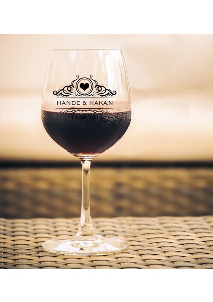 Kişiye Özel Çift Isimli Renkli Baskılı Şarap Kadehi - 2 modelleri