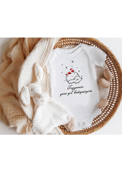 Niles Baby Design For Baby Teyzemin Yeni Yıl Hediyesiyim Yazılı Kısa Kol Zıbın