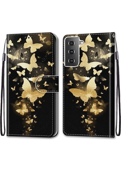 Darbeye Dayanıklı Cüzdan Işlevli Stand Kapaklı Desenli Telefon Kılıfı - Samsung Galaxy S21 (Yurt Dışından)