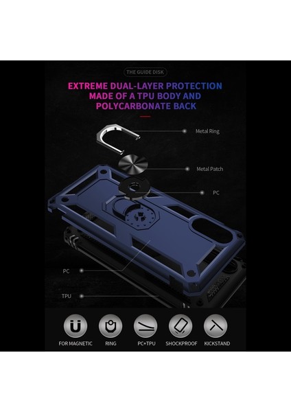 Hibrid Pc + Tpu + Metal Destek Halkalı Koruyucu Telefon Kılıfı - Samsung Galaxy M02 / A02 (Yurt Dışından) fırsatları