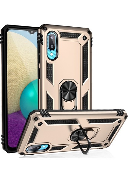 Hibrid Pc + Tpu + Metal Destek Halkalı Koruyucu Telefon Kılıfı - Samsung Galaxy M02 / A02 (Yurt Dışından)