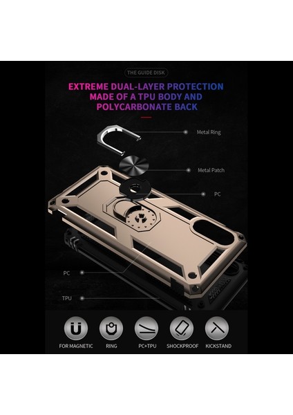 Hibrid Pc + Tpu + Metal Destek Halkalı Koruyucu Telefon Kılıfı - Samsung Galaxy M02 / A02 (Yurt Dışından) fırsatları