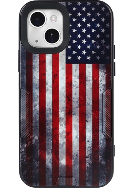 Apple iPhone 13 Için Toz Geçirmez Çizilmez Baskılı Kayışlı Tpu + Pc Kılıf - Amerikan Bayrağı (Yurt Dışından)