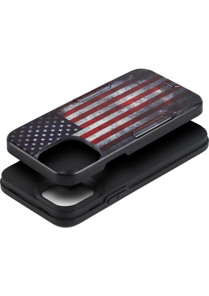 Apple iPhone 13 Için Toz Geçirmez Çizilmez Baskılı Kayışlı Tpu + Pc Kılıf - Amerikan Bayrağı (Yurt Dışından)