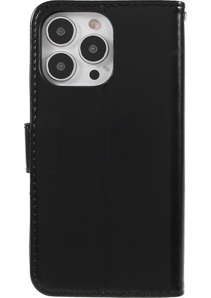 Apple iPhone 13 Pro Için Dayanıklı Manyetik Pu Deri Cüzdan Tasarım Bilek Kayışlı Standlı Kılıf (Yurt Dışından)