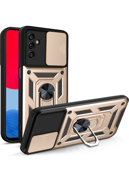 Çizilmeye Dayanıklı Iz Tutmaz Destek Halkalı Kamera Korumalı Pc + Tpu Hibrid Koruyucu Telefon Kılıfı - Samsung Galaxy A13 5g (Yurt Dışından)