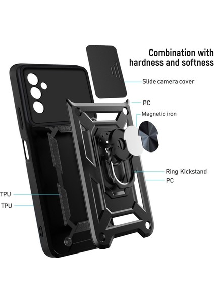 Çizilmeye Dayanıklı Iz Tutmaz Destek Halkalı Kamera Korumalı Pc + Tpu Hibrid Koruyucu Telefon Kılıfı - Samsung Galaxy A13 5g (Yurt Dışından) fiyatları