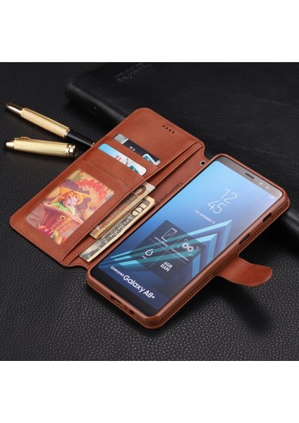 Samsung Galaxy A8 Için Kart Yuvalı Deri Telefon Kılıfı (Yurt Dışından) modelleri