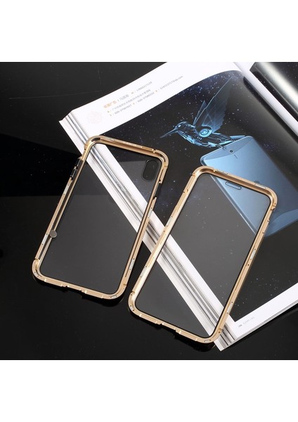 Apple iPhone Xs / x 5.8 Inç Uyumlu Temperli Cam + Metal Çerçeve Telefon Kılıfı (Yurt Dışından) fiyatları