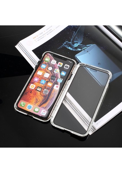 Apple iPhone Xs / x 5.8 Inç Uyumlu Temperli Cam + Metal Çerçeve Telefon Kılıfı (Yurt Dışından)