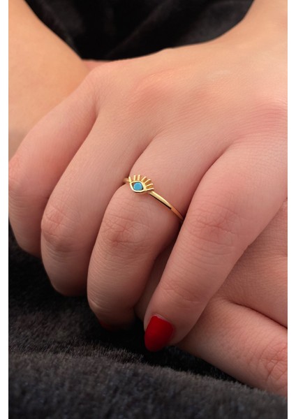 14 Ayar Altın Kirpik Detaylı Göz Yüzük