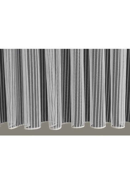 Çizgili İp Tül Gri Parlak Geçiş Kırışmaz 1/3 Sık Pile Yüksek Gramaj modelleri