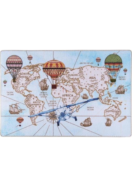Kıta Desenli Eğitici Çocuk Halısı
