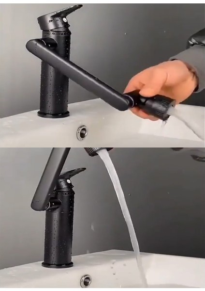 Şpress Siyah Lavabo Bataryası Fonksiyonlu Kafalı Esnek Borulu 360 Derece fiyatları