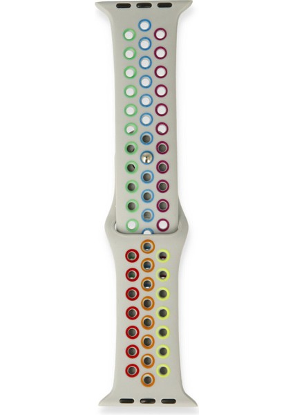 Apple Watch 7 45MM Uyumlu Spor Delikli Gökkuşağı Kordon