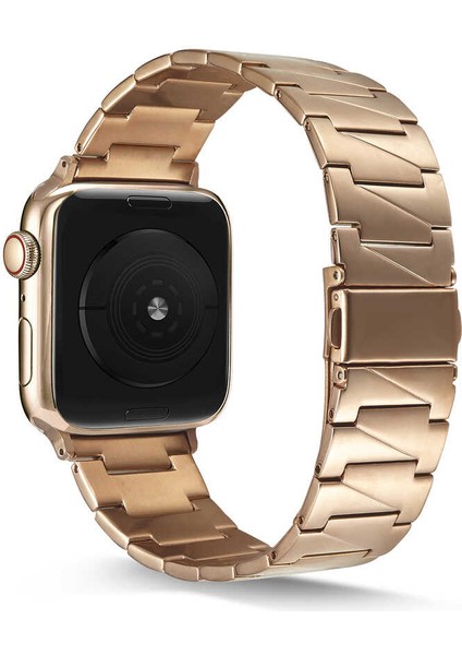 Apple Watch Uyumlu 7 41MM Metal Katlamalı Üçgen Parçalı Şık Tasarım Kordon (Saat Değildir)