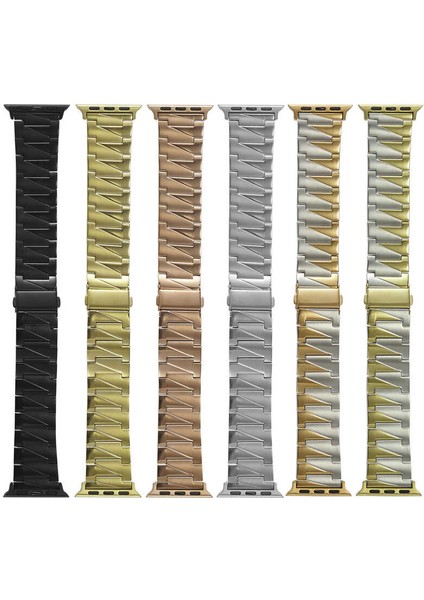 Apple Watch Uyumlu 7 41MM Metal Katlamalı Üçgen Parçalı Şık Tasarım Kordon (Saat Değildir)