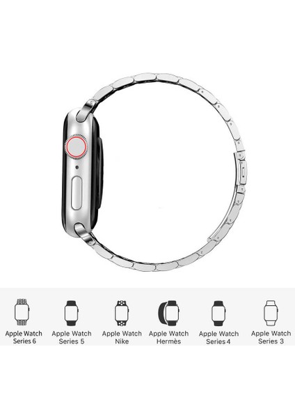 Apple Watch Uyumlu 7 41MM Şık Bakla Dizayn Metal Kordon