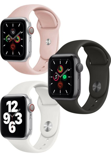 Apple Watch Uyumlu 1 2 3 4 5 6 Se 38MM Yumuşak Pürüzsüz 3 In 1 Siyah Pembe Beyaz Klasik Kordon