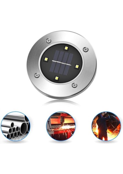 Güneş Enerjili Su Geçirmez 4 Ledli Saplamalı Bahçe Lambası Işığı