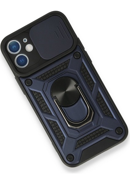 Apple iPhone 11 Kılıf Yüzük Tutuculu Mega Case Windows Kamere Korumalı Kılıf Lacivert