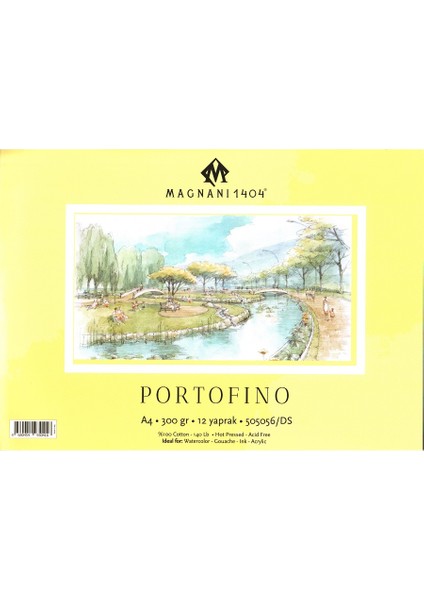 1404 Portofino Hot Press Sulu Boya Blok 300GR A4 12 Yaprak N:505056DS