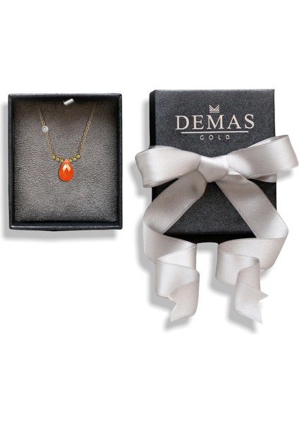 Pirlanta 14 Ayar Altin Dorikalı Coral Renkli Damla Taşlı Kolye fırsatları