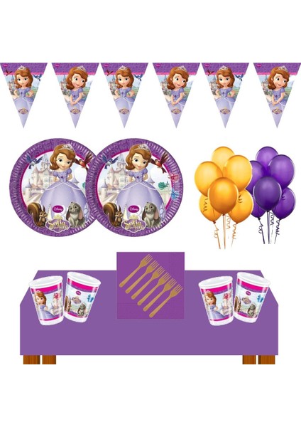 Prenses Sofia Doğum Günü Konsepti 24 Kişilik Prenses Sofia Doğum Günü Seti