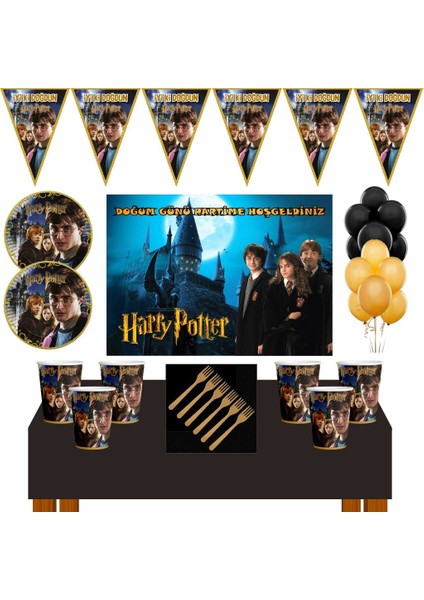 Parti Furyası Harry Potter Doğum Günü Konsepti 16 Kişilik Afişli Harry Potter Parti Süsleri Seti