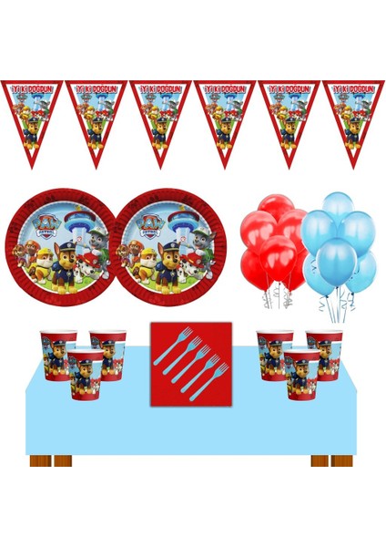 Parti Furyası Paw Patrol  Doğum Günü Konsepti 16 Kişilik Paw Patrol  Parti Malzemeleri Seti