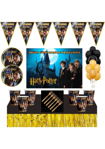 Harry Potter Doğum Günü Konsepti 16 Kişilik 50X70 cm Afişli Harry Potter Parti Süsleri Seti Masa Et