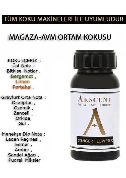 Tüm Koku Makinelerine Uyumlu Ginger Flowers Koku Makinesi Koku Kartuşu Esansı 100 ml