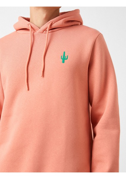Erkek Kaktüs İşlemeli Kapşonlu Sweatshirt indirimleri