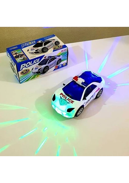 C Toys 3D Işıklı Pilli ve Sesli Polis Arabası