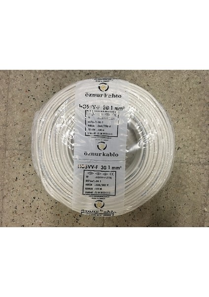 3x1 Ttr Beyaz Kablo Tam Bakır 100 Metre