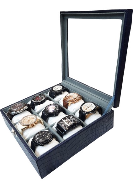 Saat Kutusu 9'lu Lacivert Kroko