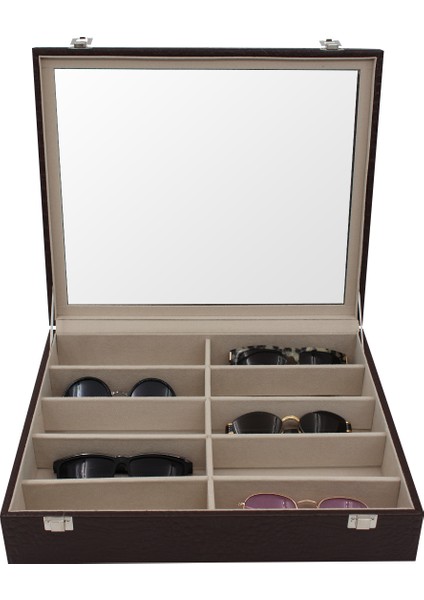 Gözlük Kutusu 10'lu Kroko Kahve modelleri