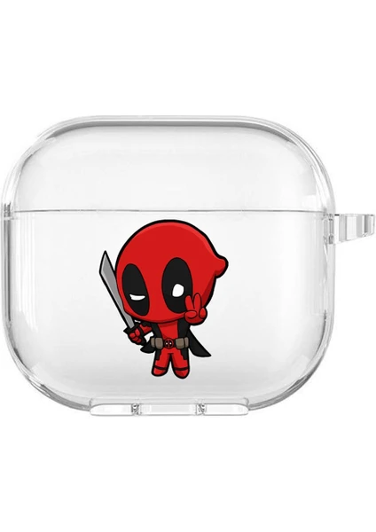 Apple Airpods 3. Nesil Uyumlu Baby Deadpool Desenli Premium Silikonlu Şeffaf Airpods Kılıfı