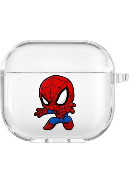 Apple Airpods 3. Nesil Uyumlu Baby Spider Man Desenli Premium Silikonlu Şeffaf Airpods Kılıfı