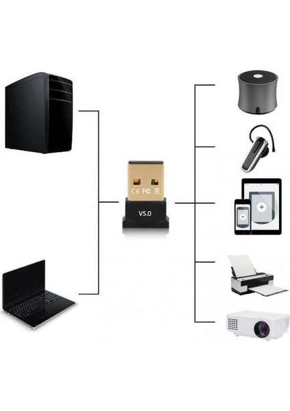 Bluetooth 5.0 USB 2.0 Kablosuz Ses Aktarım Adaptörü