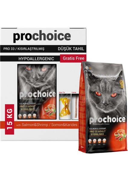 Prochoice Pro 33 Sterilised Somon Karides Kısır Kedi Maması 15 kg