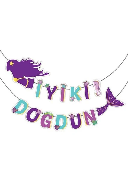 Patladı Gitti Deniz Kızı Figürlü Iyi Ki Doğdun 3D Banner