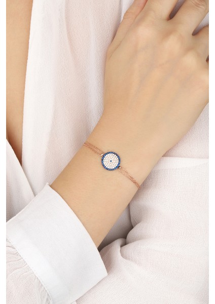 Rose Safir Taşlı Nazar 925 Ayar Gümüş Bileklik fiyatları